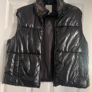 Ochre + Kinsley Black Shiny Puffer Vest